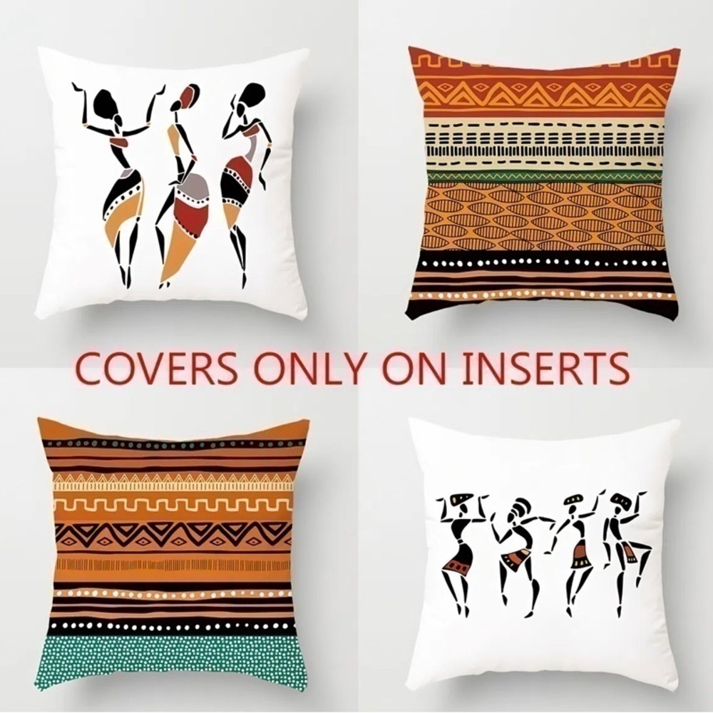 NWT 2 Accent Pillow Holiday Covers With Dancing Ladies or Geometric Stripes